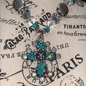 Chunky Turquoise Cross Necklace